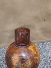 Carved Coconut Bottle Palm Trees Pacific Tropical Island Hawaii Vintage