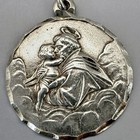 Saint Anthony Of Padua   Baby Jesus Pendant Sterling Silver Round Old Medal 3 4   
