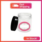 12 Pack 4 Oz Plastic Jars wide-mouth Clear Storage Containers With Black Lids  E