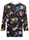 D   Co Women Size L Pullover Long Sleeve Tunic T-shirt Floral Cotton Stretch