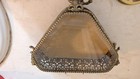 Vintage Ormolu Filigree Ornate Beveled Glass Jewelry Trinket Casket Box Cherubs 