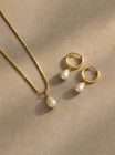 3pcs Women Jewelry Set Teardrop White Pearl Minimalist Necklace Earrings Gift Us