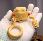 Chinese Bamboo Hand Carved Meditation Toad Chain Buddha Zen Pendant