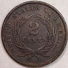 1864 Small Motto Two Cent Piece Almost Uncirculated Au Coin  15880t