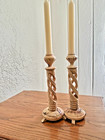 Pr  Open Barley Twist Candlesticks wood 8-3 4  used Vg