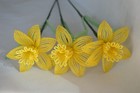 Handmade French Beaded Flowers Home Decor Yellow Daffodils Set Of 3