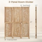 3-panel Wooden Room Divider Privacy Screen With Palm Leaf Design Panels For Home