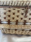 Vtg Dritz Woven Wicker Sewing Basket W pin Cushion Lid Insert Tray Handle Japan