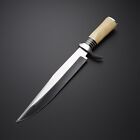 Custom Handmade D2 Steel Hunting Bowie Knife With Leather Sheath