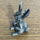 Vintage 1982 Hudson Pewter 2 Small Rabbits Bunnies Hares Figurine Sculpture