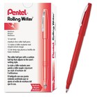 Pentel Rolling Writer Stick Roller Ball Pen  8mm Red Barrel ink Dozen R100b