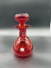 Vintage Ruby Red Glass Decanter With Stopper Mid Century Cranberry Glass Carafe