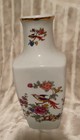 Vintage Hollohaza Hungary Porcelain Vase  1831  Floral  Bird  Gold Trim 