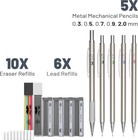 Art Mechanical Pencils Set Metal Drafting Sketching Drawing Pencil Artist Tools