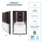 Parmida  2 Pack  Mini Led Wall Pack Light 26w Dusk To Dawn Photocell Sensor     
