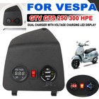 Cigarette Lighter Charger Voltmeter Dual Usb Adaptor For Vespa Gts300 Gts 250 Gt