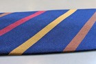 Robert Talbott Silk Repp Tie In Navy Blue W Red  Gold  And Brown Stripes Euc