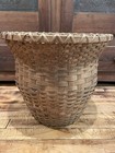 Rib Splint Oak Basket Hand Woven Gathering Basket Vintage 15x16in Large Euc