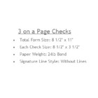 25 Sheets - 75 Checks  Blank Check Stock Paper - Blue - Three  3  On A Page