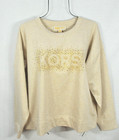 Michael Kors Women s Sweatshirt L Sparkling Logo Beige Heather Blouse Top Nwt