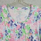 Casey Key Womens Pxl Knit T-shirt Blouse Top Tropical Print Xl Petite Long Sleev
