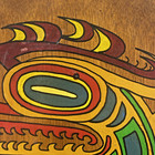 Vtg Latin American 22  Hand-painted Dragon Wooden Platter Indigenous Folk Art