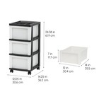 Iris Usa Plastic Drawer Storage Organizer Rolling 3 With Wheels  Black