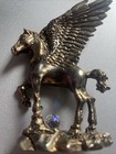 Mythical Pegasus Winged Horse Figurine Pewter Or Brass   With Crystal Ball 4   