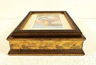 Antique Victorian Dresser Box Jewelry Box Trinket Box Glass Top Mirror Inside