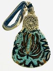 Antique Beaded Bag  as Is  Purse   Velvet Wrap  Filigree Ornate Frame