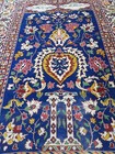 Antique Heriz Area Rug Blue Floral One Of A Kind Carpet Rug Rare Handmade Rug