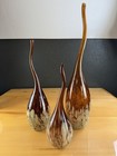 Vintage Squiggle Art Glass Vase Set Of 3 Swirl Hand Blown    murano Style    Look