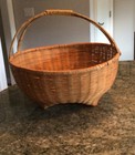Antique Japanese Style  bamboo Footed Intact Handmade Basket