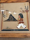 Vintage Navajo Sand Painting Art Signed Artist Johnson Framed Shiprock Monument