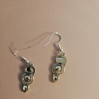 Antique Sterling Silver Faux Opal Dangle Drop Earrings 