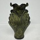 Vintage Chinese Cast Bronze brass Dragon Koi Fish Statue Vase 6 Character Stamp
