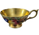 Vtg  Aynsley Tea Cup And Saucer Orchard Fruit Gold Interior