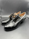 1940 s Black Leather  Lace Up Dr  Hiss Wingtip Womens Oxford Shoes 6 B Nice Nos
