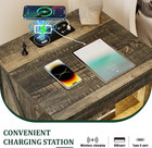 Night Stand Bedside End Table Charging Station Gun Drawer   Led Light Nightstand