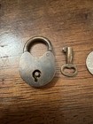 Vintage Antique Small Brass Miniature Padlock Lock W  Barrel Key Works