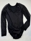 Gk Elite Gymnastic Leotard Competition Swarovski Rhinestone Bling Black Mesh  Am