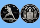 1992 S Olympic Baseball Commemorative   Proof Cameo 90  Silver Dollar   Box Coa