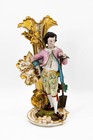 Pair Antique 19thc Vieux Paris Porcelain Vase Candle Holders Figural Decor Rare