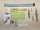 Drafting Tool Lot Staedtler Mars Alvin Ruler Sharpener Compasses Templates Bag