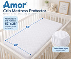 Amor Quilted Crib Mattress Protector Water Resistant Fitted 52 X 28 White