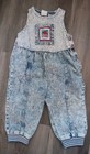 Vtg Little Levi   s Acid Wash Strawberry Denim Stripe Bubble Romper Overalls 3t