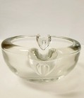 Vtg Cigar Ashtray Glass Pinched Rests Mcm Heavy Round Thick 