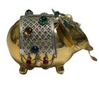 Vintage Napier Good Luck Elephant Bank Gold Plated Bejeweled Read Description
