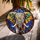 Mandala Elephant Suncatcher Stained Glass Mandala Window Hanger Mandala Elephant