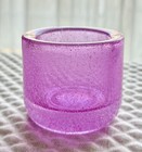 New Vibrant Pink Thick Seeded Bubble Glass Tea Light Candle Holder - 2 75   